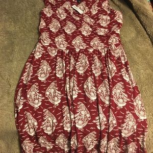 NWT Land’s End Red Patterned Dress XL